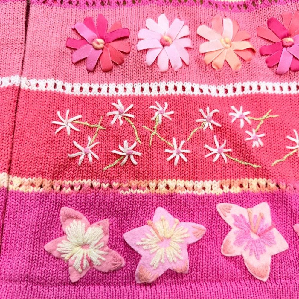 Susan Bristol VTG 1999 L Floral Embroidered Linen Blend Knit Vest Pink SB164 - Picture 7 of 13